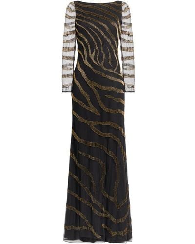 Roberto Cavalli And Gold Zebra Motif Long Dress - Black