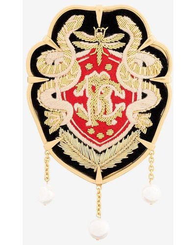 Roberto Cavalli Rc Monogram Crest Brooch - Multicolor