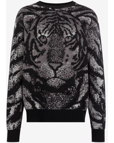 Roberto Cavalli Tiger-intarsia Sweater - Black