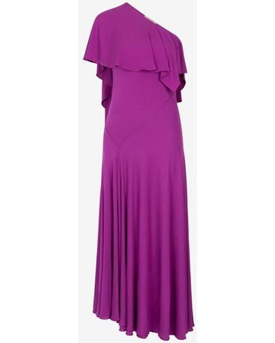 Roberto Cavalli Draped One-shoulder Dress - Purple