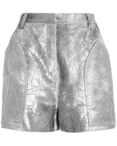 Roberto Cavalli High Waist Metallic Leather Shorts