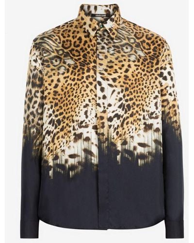 Roberto Cavalli Hemd mit leoparden-print - Natur