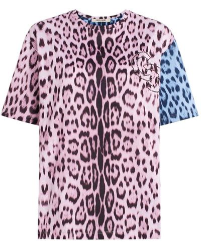 Roberto Cavalli T-shirt mit heritage jaguar print - Pink