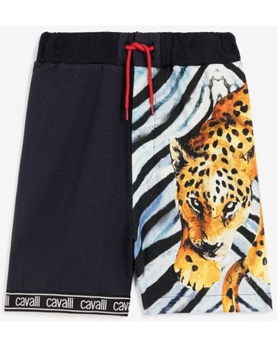 Roberto Cavalli Shorts mit zebra- und jaguar-print - Schwarz