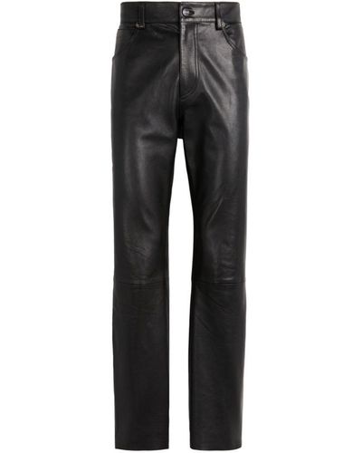 Roberto Cavalli Straight-leg Leather Trousers - Black