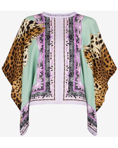 Roberto Cavalli Just cavalli kaftan top mit jaguar-print - Weiß