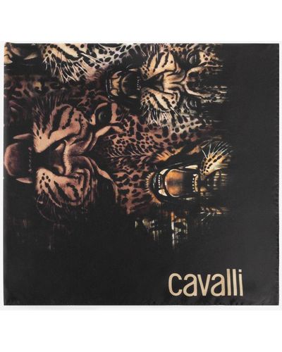 Roberto Cavalli Queen Of Arizona-print Silk Scarf - Black