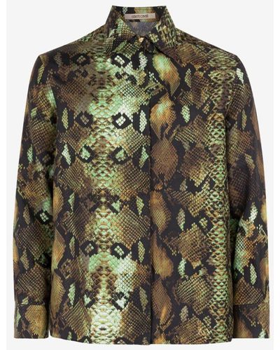 Roberto Cavalli Seidenhemd mit python-print - Natur
