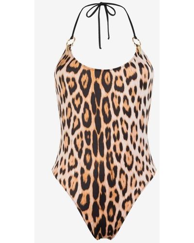 Roberto Cavalli Leopard-print Swimsuit - White