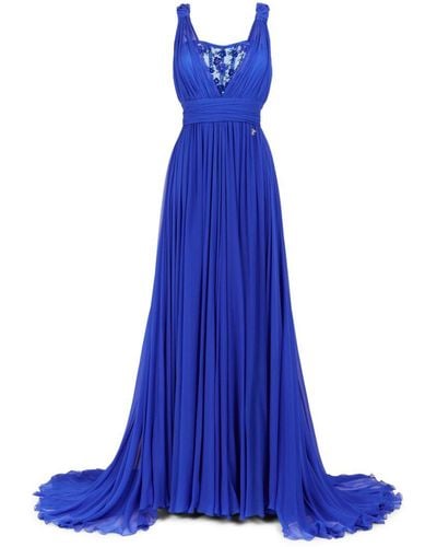 Roberto Cavalli Bead-embellished silk maxi dress - Blau