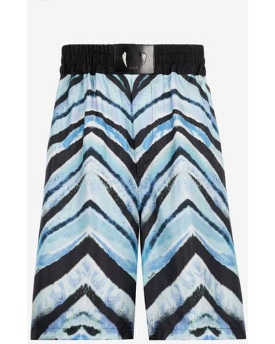 Roberto Cavalli Zebra-print Silk Shorts - Blue
