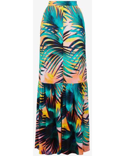 Roberto Cavalli Just Cavalli Palm-print Maxi Skirt - Multicolor