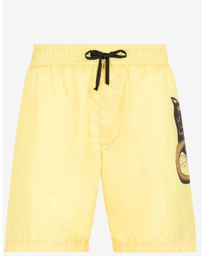 Roberto Cavalli Jaguar And Snake-print Swim Shorts - Yellow