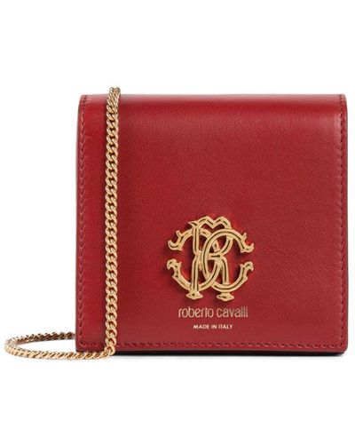 Roberto Cavalli Rc Monogram Leather Shoulder Bag - Red