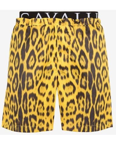 Roberto Cavalli Leopard-print Swim Shorts - Yellow