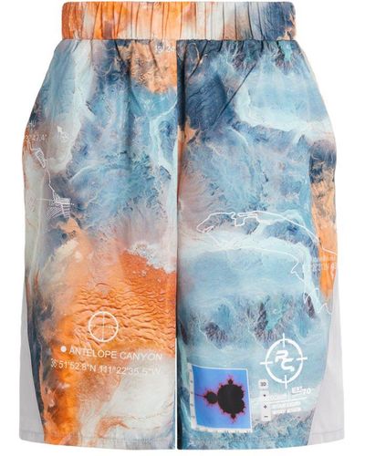 Roberto Cavalli Shorts mit global earth print - Blau