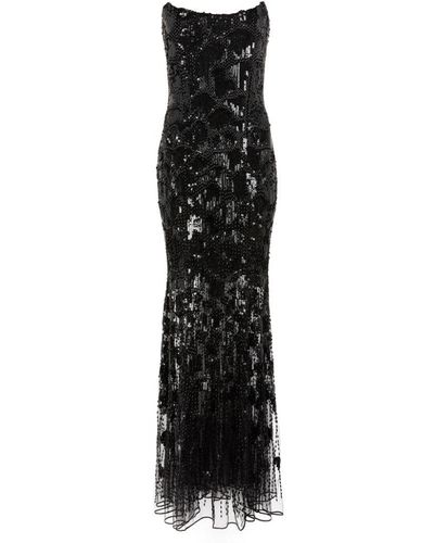 Roberto Cavalli Bead-embellished Giraffe Maxi Dress - Black