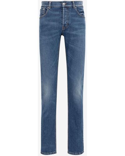 Roberto Cavalli Skinny-jeans mit monogramm-stickerei - Blau