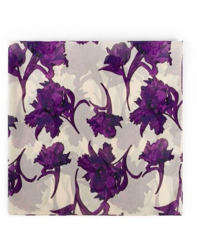 Roberto Cavalli Floral-print Silk Scarf - Purple