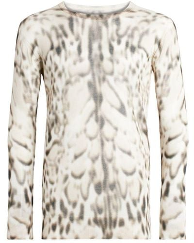 Roberto Cavalli Blurred Lynx Print Sheer Pullover - White