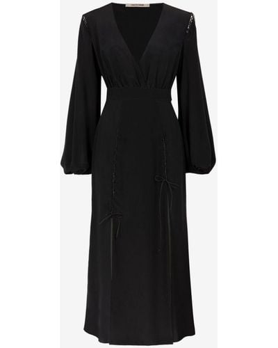 Roberto Cavalli Lace-up Silk Dress - Black