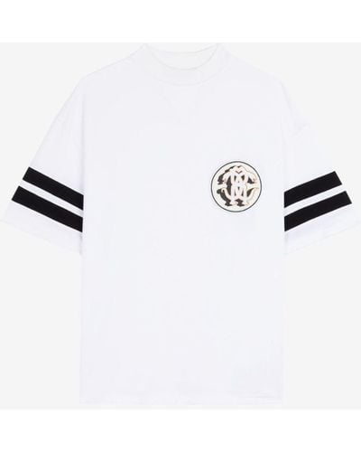 Roberto Cavalli Mirror Snake Cotton T-shirt - White