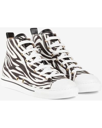 Roberto Cavalli Zebra-print Hi-top Sneakers - White