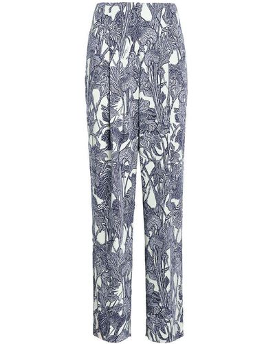 Roberto Cavalli Iris Print Straight Leg Pants - Blue