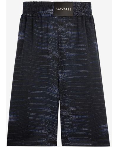 Roberto Cavalli Shorts mit kaiman-print - Blau