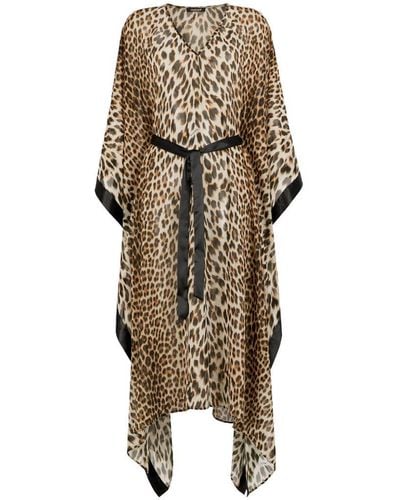 Roberto Cavalli Leopard-print Kaftan Dress - Natural