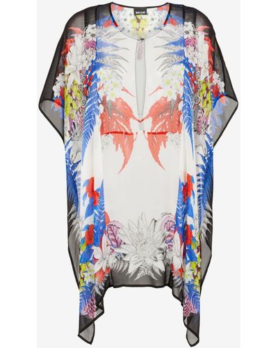 Roberto Cavalli Just cavalli floral-print kaftan top - Weiß