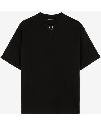 Roberto Cavalli Tiger Tooth-detail Cotton T-shirt - Black