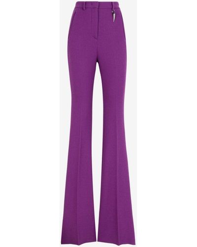 Roberto Cavalli High-waist Flared Wool Pants - Purple