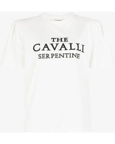 Roberto Cavalli T-shirt aus baumwolle mit logoprint - Weiß