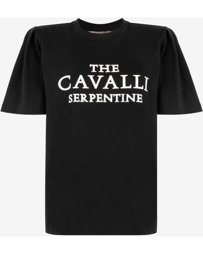 Roberto Cavalli T-shirt aus baumwolle mit logoprint - Schwarz