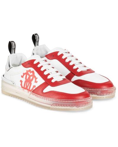 Roberto Cavalli Rc Monogram-print Sneakers - Red