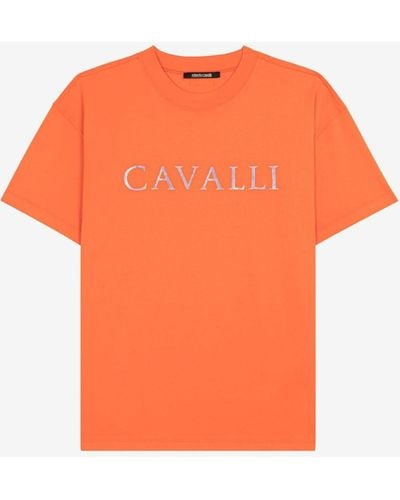 Roberto Cavalli Logo-print Cotton T-shirt - Orange