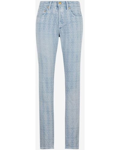Roberto Cavalli Jeans mit geradem bein und rc monogram-print - Blau