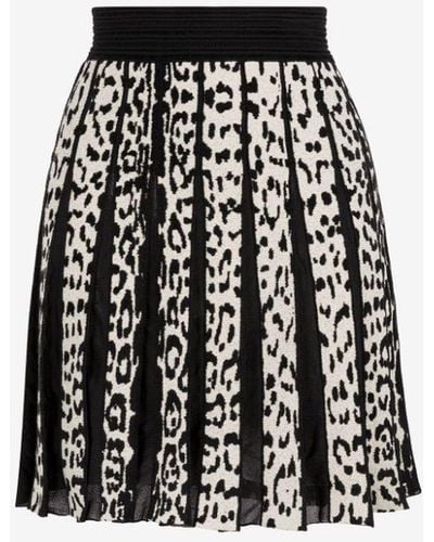 Roberto Cavalli Leopard-print Pleated Mini Skirt - Black