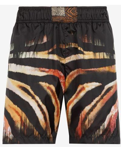 Roberto Cavalli Tiger-print Swim Shorts - Black