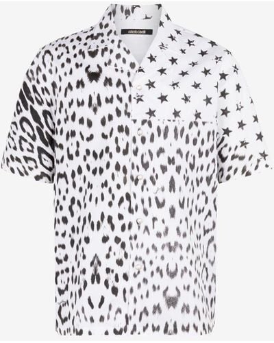 Roberto Cavalli Hemd mit leoparden-flaggendruck - Weiß
