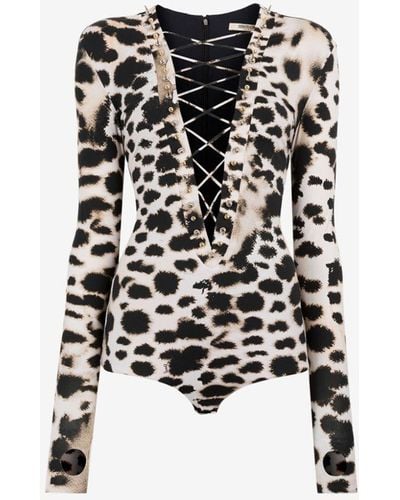 Roberto Cavalli Leopard Print Bodysuit - Black