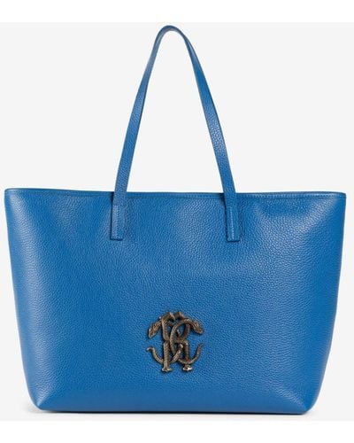 Roberto Cavalli Einkaufstasche mit spiegelschlange - Blau