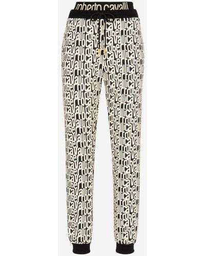 Roberto Cavalli Logo-print Cotton Track Trousers - Black