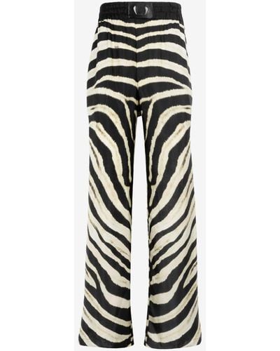 Roberto Cavalli Zebra-print Silk Pants - Black