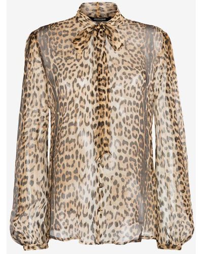 Roberto Cavalli Seidenhemd mit leopardenmuster - Natur