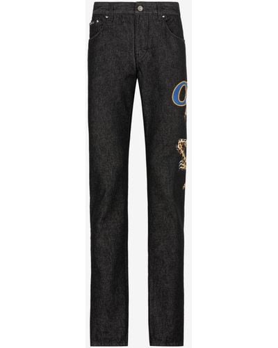 Roberto Cavalli Jeans mit logo-applikation und geradem bein - Schwarz