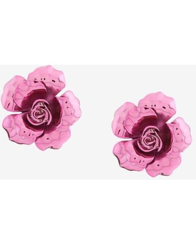Roberto Cavalli Oversize Rose Earrings - Pink