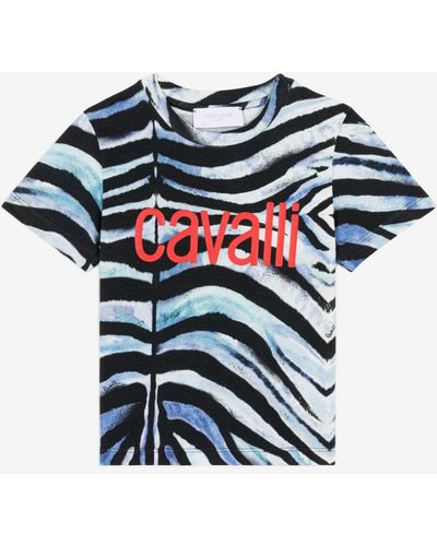 Roberto Cavalli T-shirt mit zebramuster - Blau
