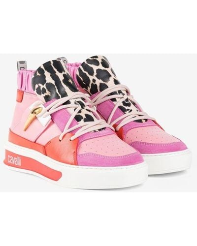 Roberto Cavalli Tiger Tooth Hi-top Sneakers - Pink